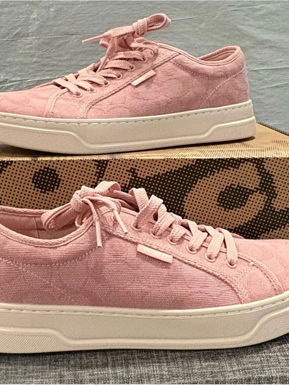 Coach Pink Signature Low-Top Canvas Sneakers - Picture 2 of 3